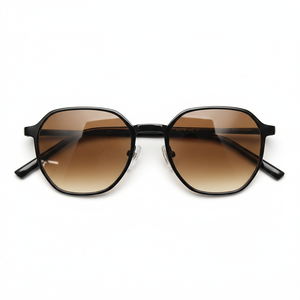 Nina Brown Gradient Lens Sunglasses - Black Square TR90 Frame