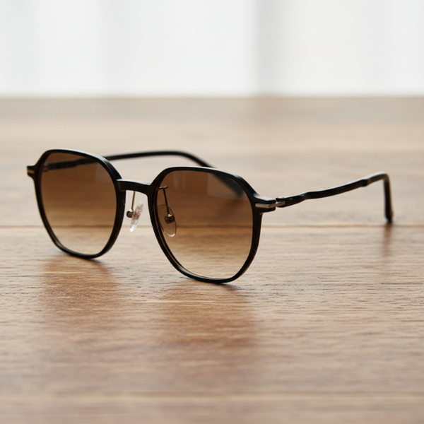 Nina Brown Gradient Lens Sunglasses - Black Square TR90 Frame