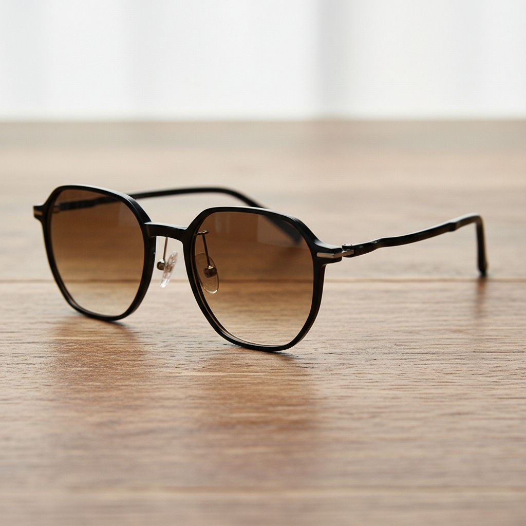 Nina Brown Gradient Lens Sunglasses - Black Square TR90 Frame