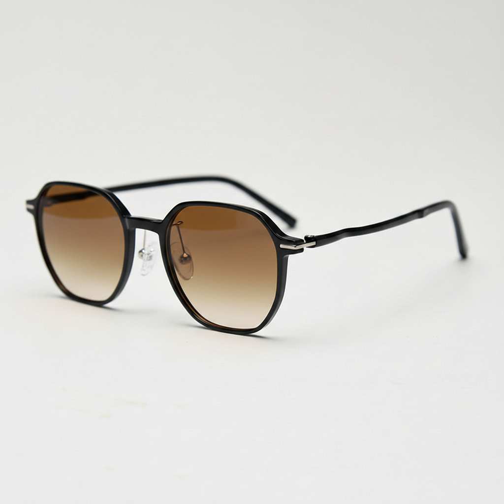 Nina Brown Gradient Lens Sunglasses - Black Square TR90 Frame