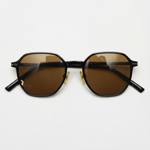 Nina Brown Tinted Lens Sunglasses - Black Square TR90 Frame