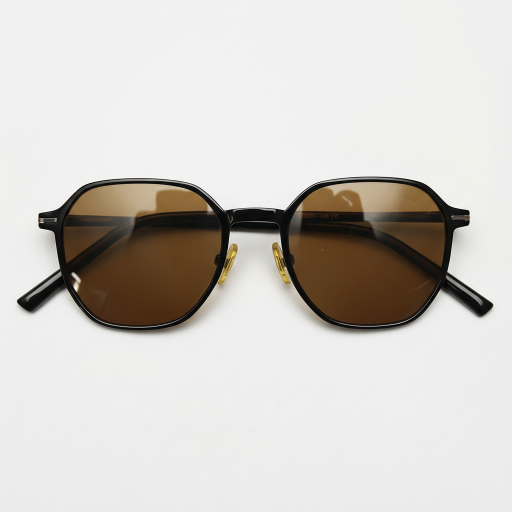 Nina Brown Tinted Lens Sunglasses - Black Square TR90 Frame