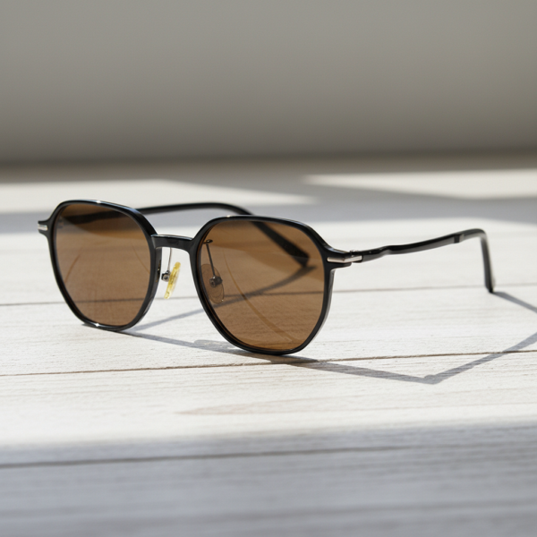 Nina Brown Tinted Lens Sunglasses - Black Square TR90 Frame
