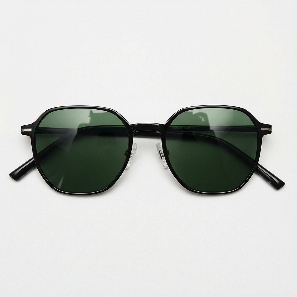 Nina Green Tinted Lens Sunglasses - Black Square TR90 Frame