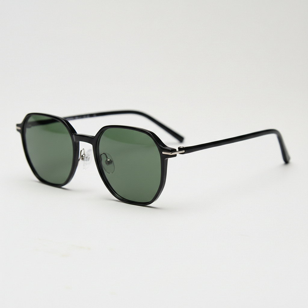 Nina Green Tinted Lens Sunglasses - Black Square TR90 Frame
