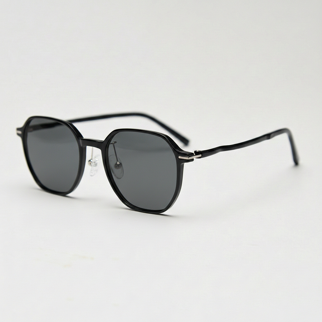 Nina Grey Tinted Lens Sunglasses - Black Square TR90 Frame