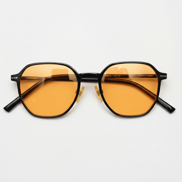 Nina Orange Tinted Lens Sunglasses - Black Square TR90 Frame