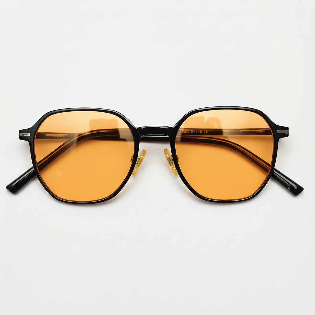 Nina Orange Tinted Lens Sunglasses - Black Square TR90 Frame