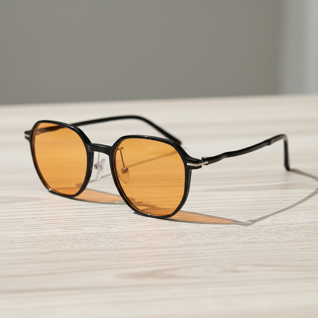Nina Orange Tinted Lens Sunglasses - Black Square TR90 Frame