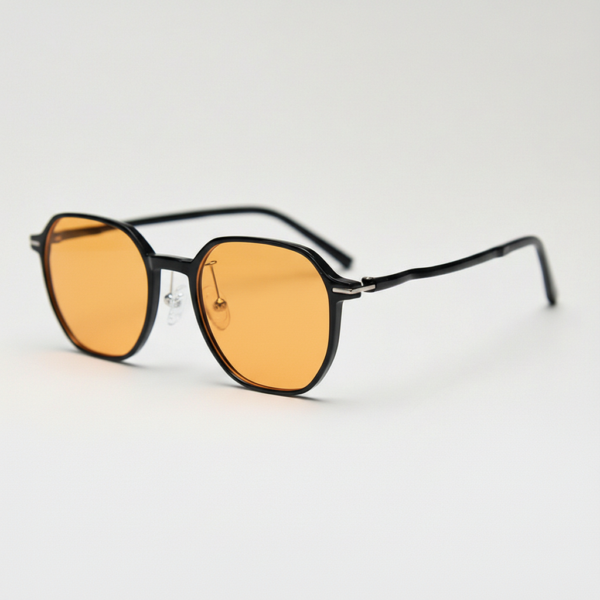 Nina Orange Tinted Lens Sunglasses - Black Square TR90 Frame