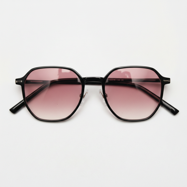 Nina Pink Gradient Lens Sunglasses - Black Square TR90 Frame