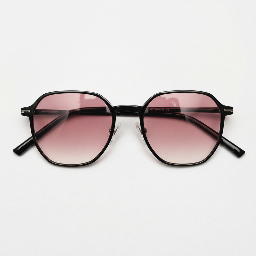 Nina Pink Gradient Lens Sunglasses - Black Square TR90 Frame