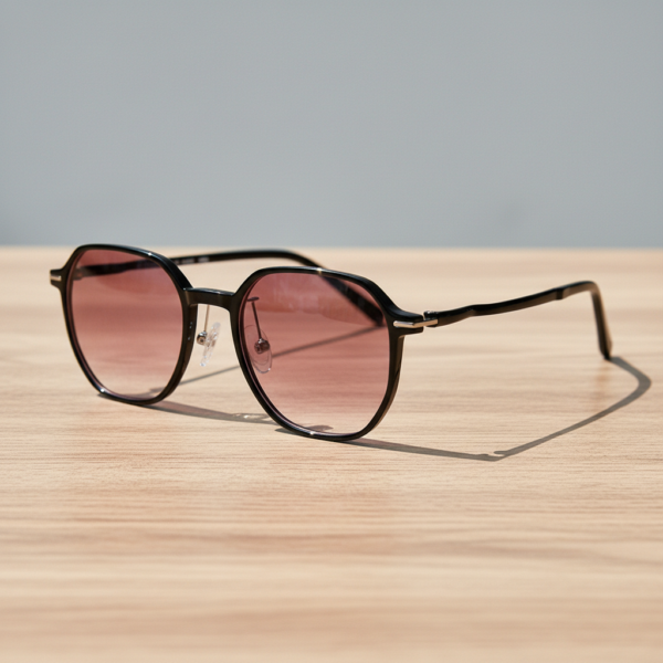 Nina Pink Gradient Lens Sunglasses - Black Square TR90 Frame