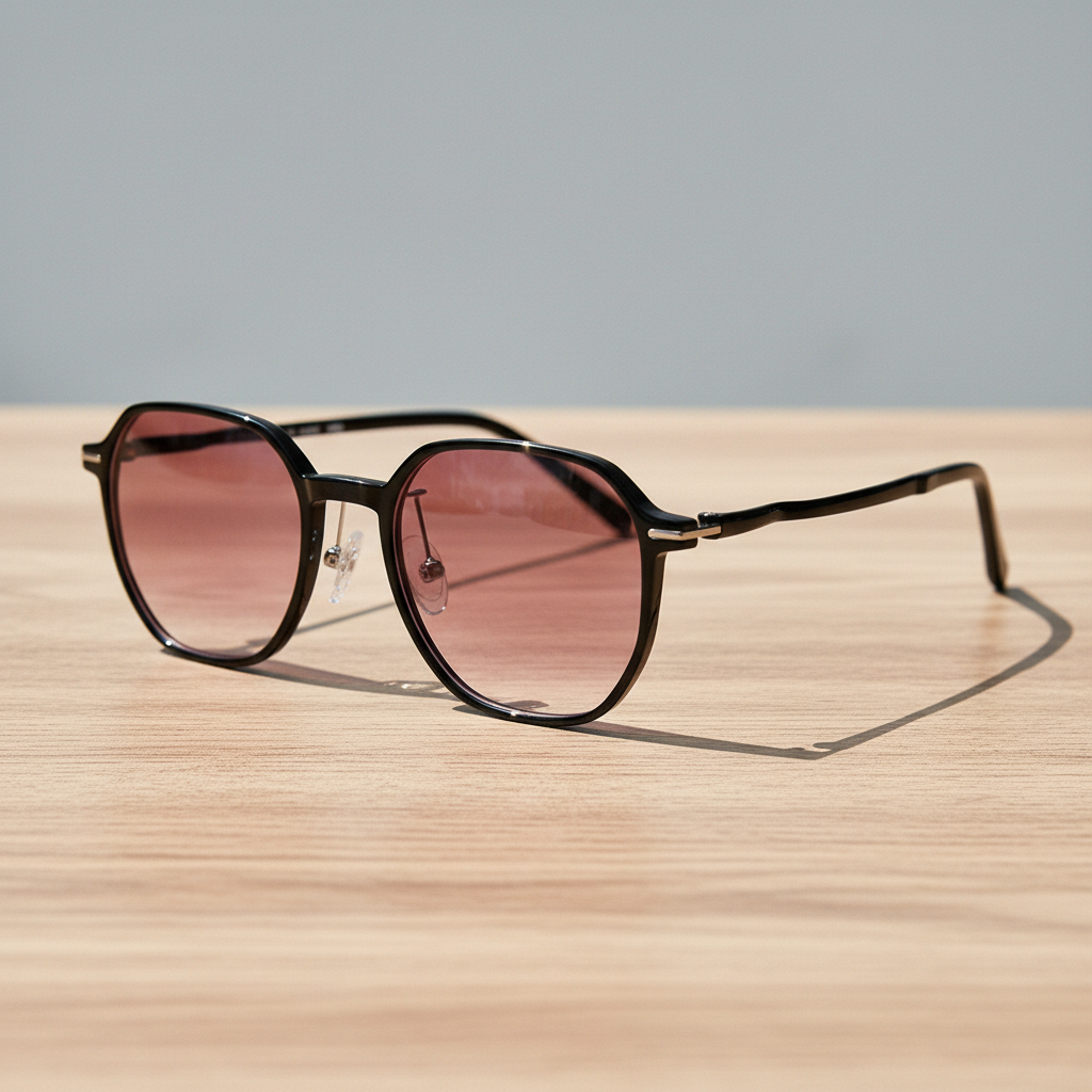 Nina Pink Gradient Lens Sunglasses - Black Square TR90 Frame