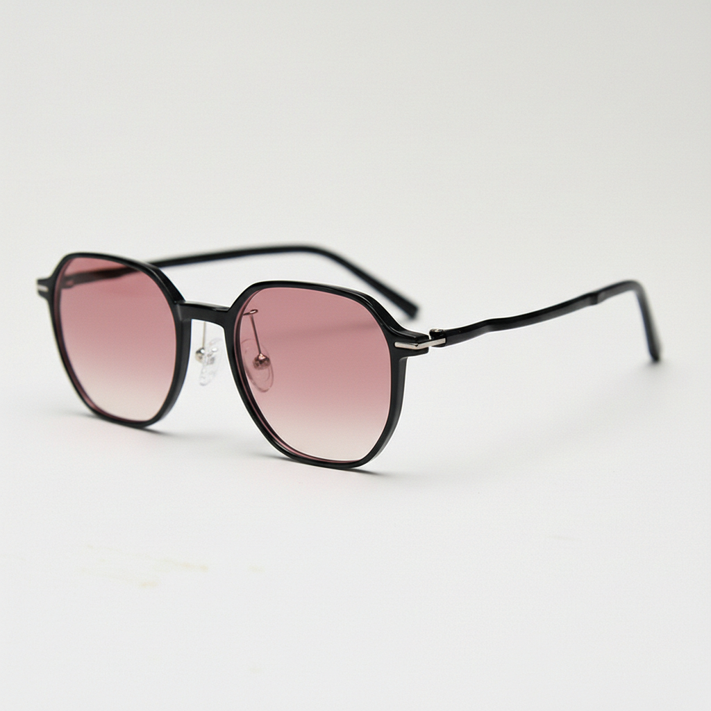 Nina Pink Gradient Lens Sunglasses - Black Square TR90 Frame