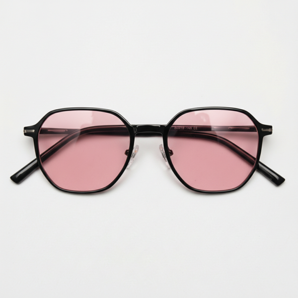 Nina Pink Tinted Lens Sunglasses - Black Square TR90 Frame