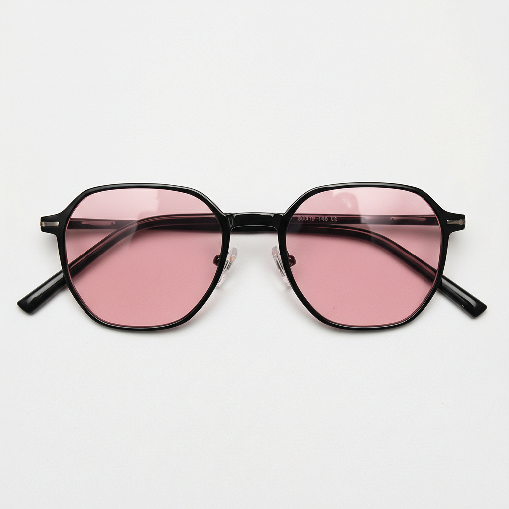 Nina Pink Tinted Lens Sunglasses - Black Square TR90 Frame