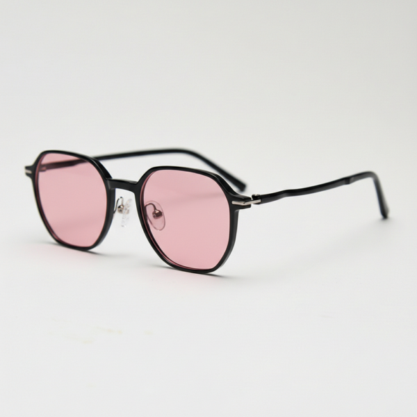 Nina Pink Tinted Lens Sunglasses - Black Square TR90 Frame