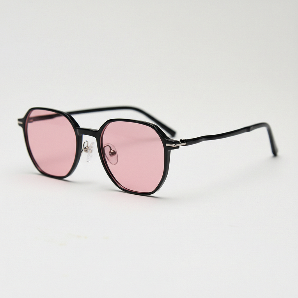 Nina Pink Tinted Lens Sunglasses - Black Square TR90 Frame