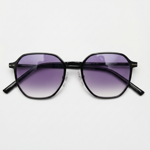 Nina Purple Gradient Lens Sunglasses - Black Square TR90 Frame
