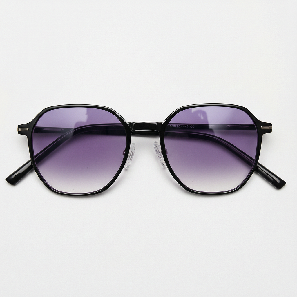 Nina Purple Gradient Lens Sunglasses - Black Square TR90 Frame