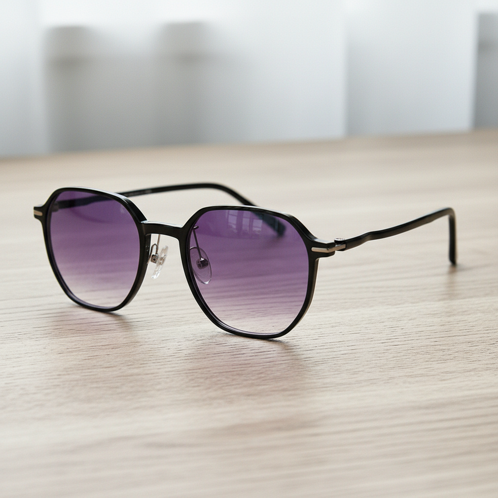 Nina Purple Gradient Lens Sunglasses - Black Square TR90 Frame