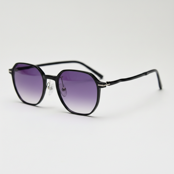 Nina Purple Gradient Lens Sunglasses - Black Square TR90 Frame