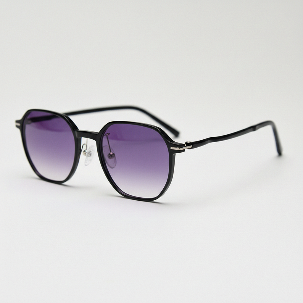 Nina Purple Gradient Lens Sunglasses - Black Square TR90 Frame