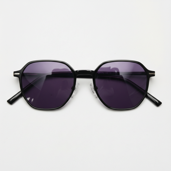 Nina Purple Tinted Lens Sunglasses - Black Square TR90 Frame