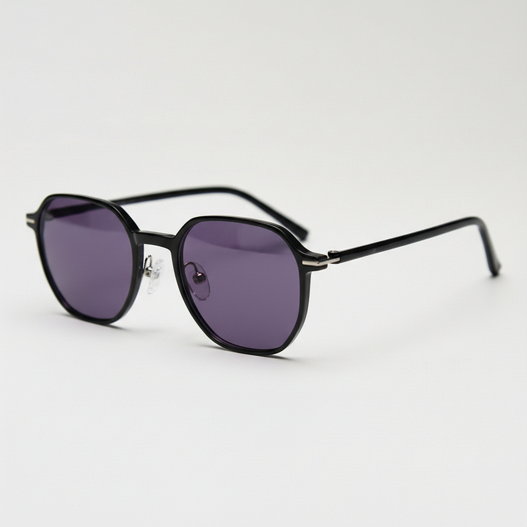 Nina Purple Tinted Lens Sunglasses - Black Square TR90 Frame