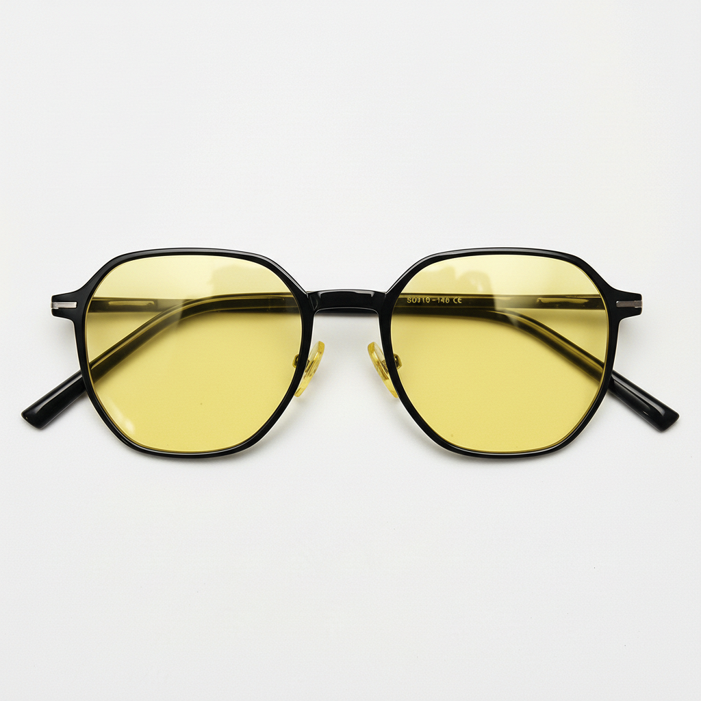 Nina Night Driving Glasses (Yellow Tint) - Black Square TR90 Frame