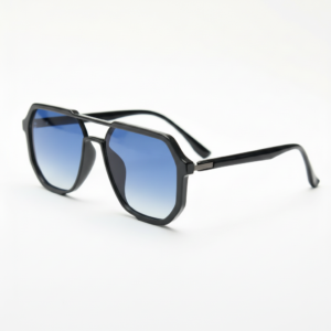 Poppy Blue Gradient Lens Sunglasses - Glossy black Geometric TR90 Frame