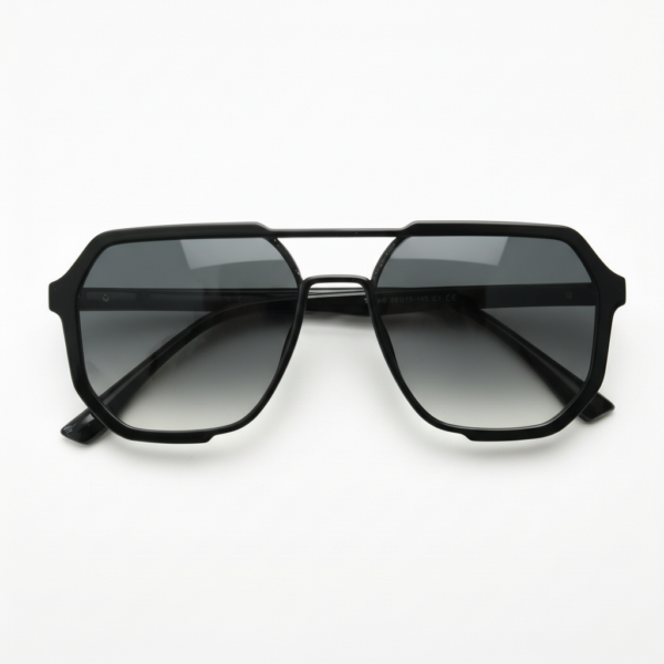 Poppy Grey Gradient Lens Sunglasses - Glossy black Geometric TR90 Frame