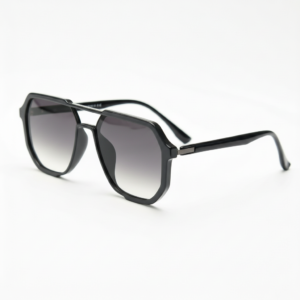 Poppy Grey Gradient Lens Sunglasses - Glossy black Geometric TR90 Frame