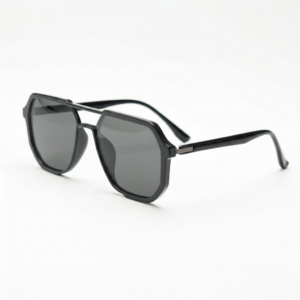 Poppy Grey Tinted Lens Sunglasses - Glossy black Geometric TR90 Frame