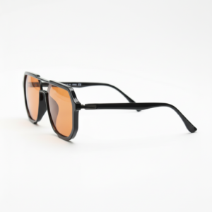 Poppy Orange Tinted Lens Sunglasses - Glossy black Geometric TR90 Frame