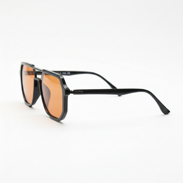 Poppy Orange Tinted Lens Sunglasses - Glossy black Geometric TR90 Frame