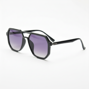 Poppy Purple Gradient Lens Sunglasses - Glossy black Geometric TR90 Frame