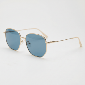 Ruth Blue Tinted Lens Sunglasses - Gold Geometric Metal Frame