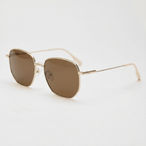 Ruth Brown Tinted Lens Sunglasses - Gold Geometric Metal Frame