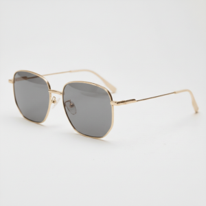 Ruth Grey Tinted Lens Sunglasses - Gold Geometric Metal Frame
