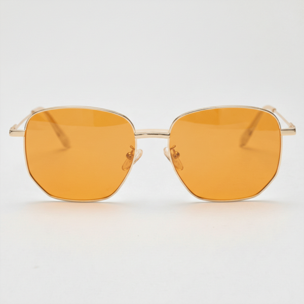Ruth Orange Tinted Lens Sunglasses - Gold Geometric Metal Frame