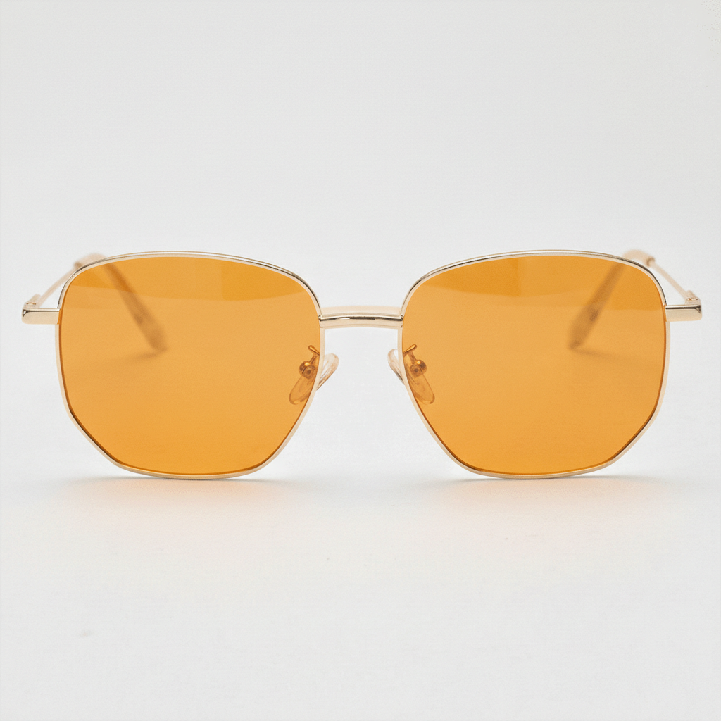 Ruth Orange Tinted Lens Sunglasses - Gold Geometric Metal Frame