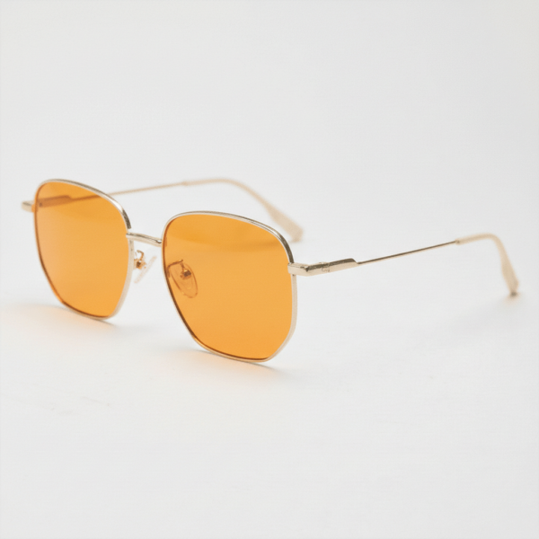 Ruth Orange Tinted Lens Sunglasses - Gold Geometric Metal Frame