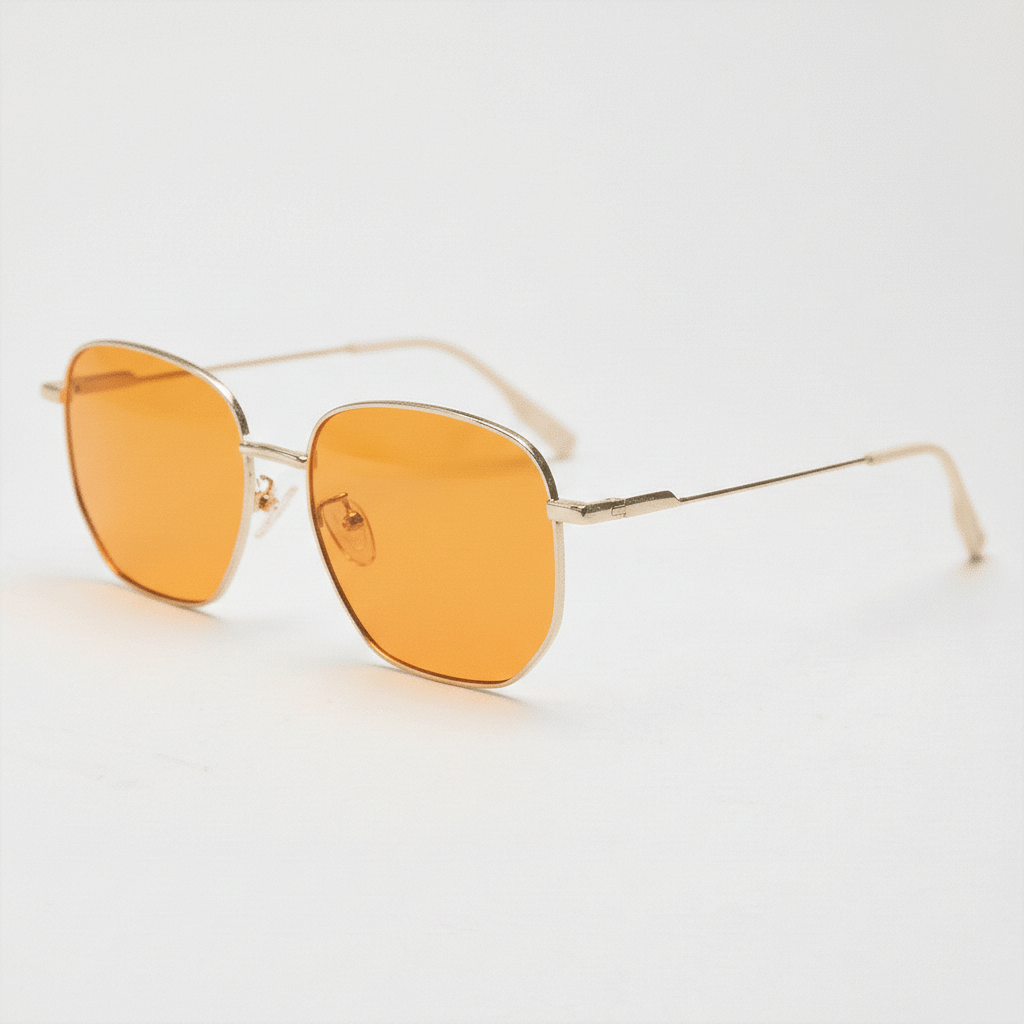 Ruth Orange Tinted Lens Sunglasses - Gold Geometric Metal Frame