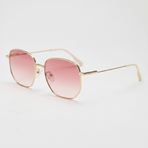 Ruth Pink Gradient Lens Sunglasses - Gold Geometric Metal Frame