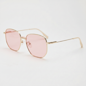 Ruth Pink Tinted Lens Sunglasses - Gold Geometric Metal Frame
