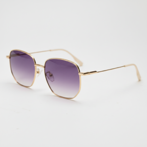 Ruth Purple Gradient Lens Sunglasses - Gold Geometric Metal Frame