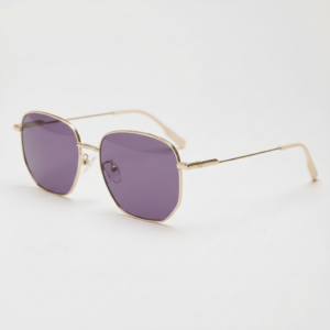Ruth Purple Tinted Lens Sunglasses - Gold Geometric Metal Frame