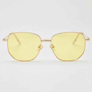 Ruth Night Driving Glasses (Yellow Tint)- Gold Geometric Metal Frame